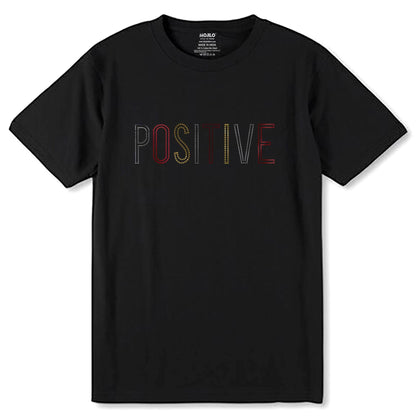 GOLD-SILVER & RED SPANGLE POSITIVE - Unisex Round Neck Regular Fit 100% Combed Cotton Half Sleeve T-Shirt - Mojilo Mart
