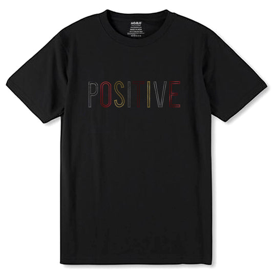 GOLD-SILVER & RED SPANGLE POSITIVE - Unisex Round Neck Regular Fit 100% Combed Cotton Half Sleeve T-Shirt - Mojilo Mart