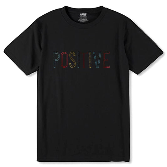 GOLD-SKYBLUE & RED SPANGLE POSITIVE - Unisex Round Neck Regular Fit 100% Combed Cotton Half Sleeve T-Shirt - Mojilo Mart