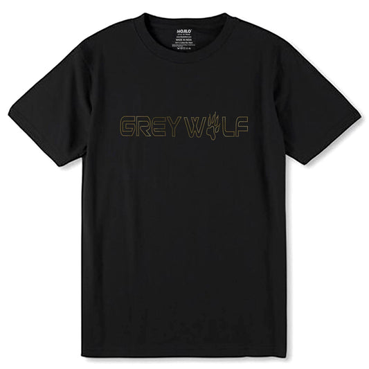 GOLD SPANGLE GREY WALF - Unisex Round Neck Regular Fit 100% Combed Cotton Half Sleeve T-Shirt - Mojilo Mart