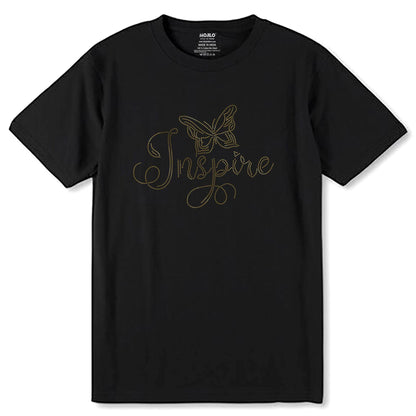 GOLD SPANGLE Inspire BUTTERFLY - Unisex Round Neck Regular Fit 100% Combed Cotton Half Sleeve T-Shirt - Mojilo Mart