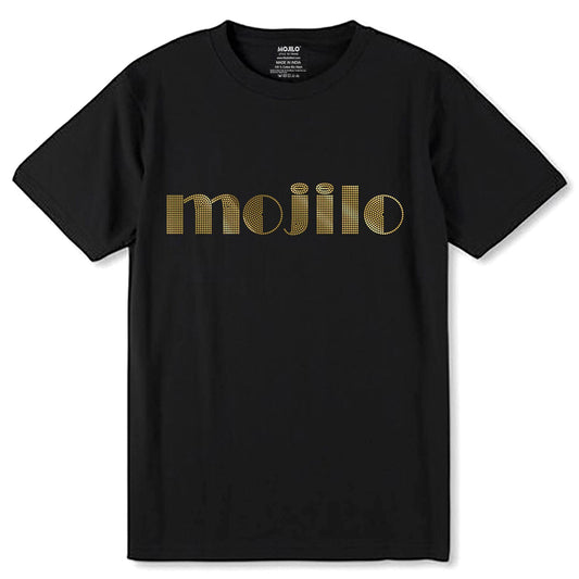 MOJILO SPANGLE DOTT GOLD - Unisex Round Neck Regular Fit 100% Combed Cotton Half Sleeve T-Shirt - Mojilo Mart