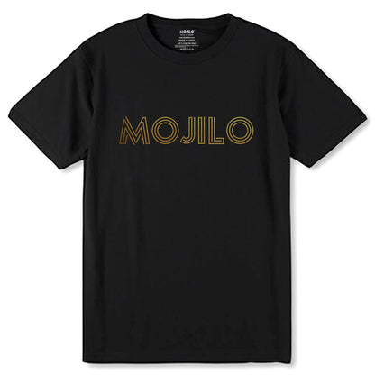 MOJILO SPANGLE GOLD REAL LOGO - Unisex Round Neck Regular Fit 100% Combed Cotton Half Sleeve T-Shirt - Mojilo Mart