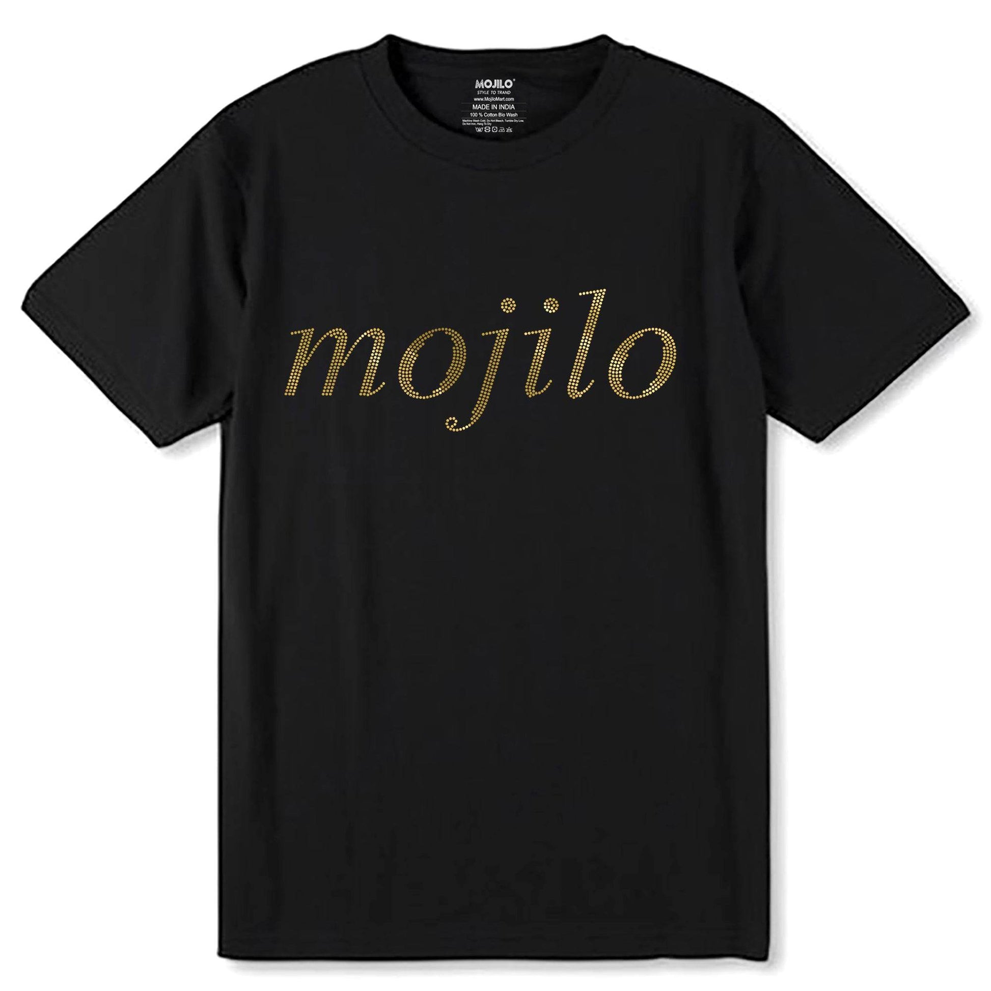 MOJILO SPANGLE KHARSU GOLD WRITING - Unisex Round Neck Regular Fit 100% Combed Cotton Half Sleeve T-Shirt - Mojilo Mart