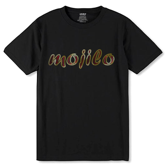 MOJILO SPANGLE RED GOLD - Unisex Round Neck Regular Fit 100% Combed Cotton Half Sleeve T-Shirt - Mojilo Mart