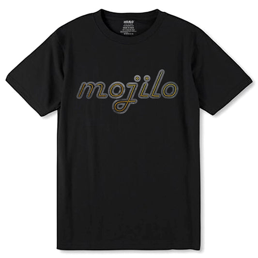 MOJILO SPANGLE SILVER GOLD - Unisex Round Neck Regular Fit 100% Combed Cotton Half Sleeve T-Shirt - Mojilo Mart