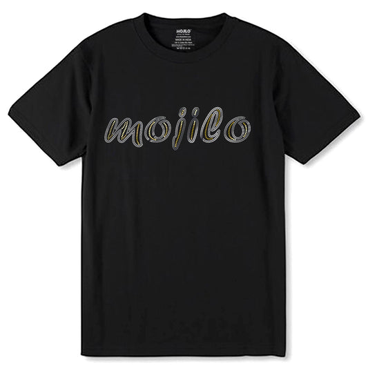 MOJILO SPANGLE SILVER & GOLD - Unisex Round Neck Regular Fit 100% Combed Cotton Half Sleeve T-Shirt - Mojilo Mart