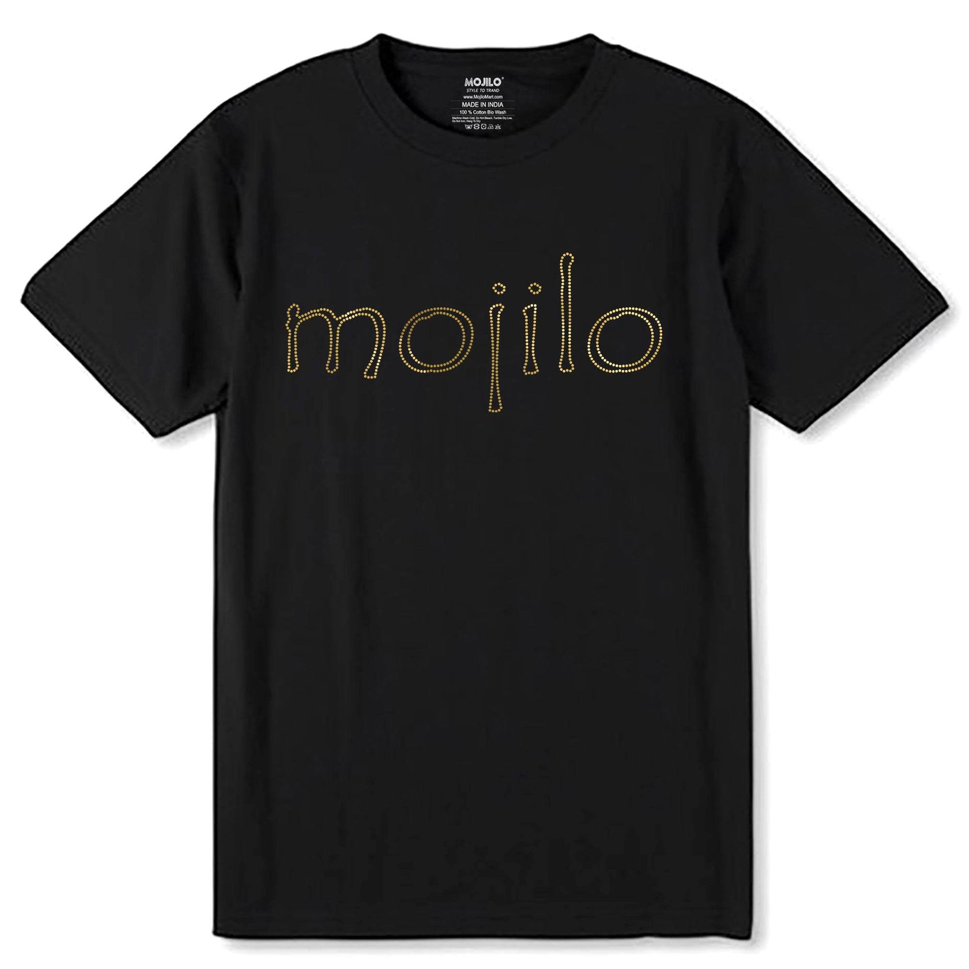MOJILO SPANGLE SPECIAL GOLD WRITING - Unisex Round Neck Regular Fit 100% Combed Cotton Half Sleeve T-Shirt - Mojilo Mart
