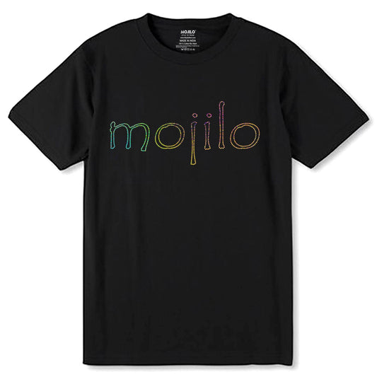 MOJILO SPANGLE SPECIAL MULTI WRITING - Unisex Round Neck Regular Fit 100% Combed Cotton Half Sleeve T-Shirt - Mojilo Mart