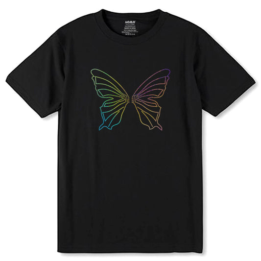 MULTI BUTTERFLY - Unisex Round Neck Regular Fit 100% Combed Cotton Half Sleeve T-Shirt - Mojilo Mart