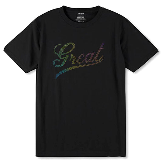 RAINBOW SPANGLE GREAT - Unisex Round Neck Regular Fit 100% Combed Cotton Half Sleeve T-Shirt - Mojilo Mart