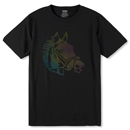 RAINBOW SPANGLE HORSE - Unisex Round Neck Regular Fit 100% Combed Cotton Half Sleeve T-Shirt - Mojilo Mart