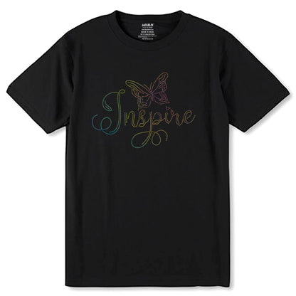 RAINBOW SPANGLE Inspire BUTTERFLY - Unisex Round Neck Regular Fit 100% Combed Cotton Half Sleeve T-Shirt - Mojilo Mart