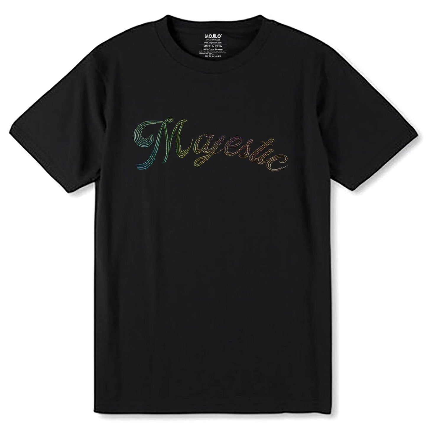 RAINBOW SPANGLE Majestic - Unisex Round Neck Regular Fit 100% Combed Cotton Half Sleeve T-Shirt - Mojilo Mart