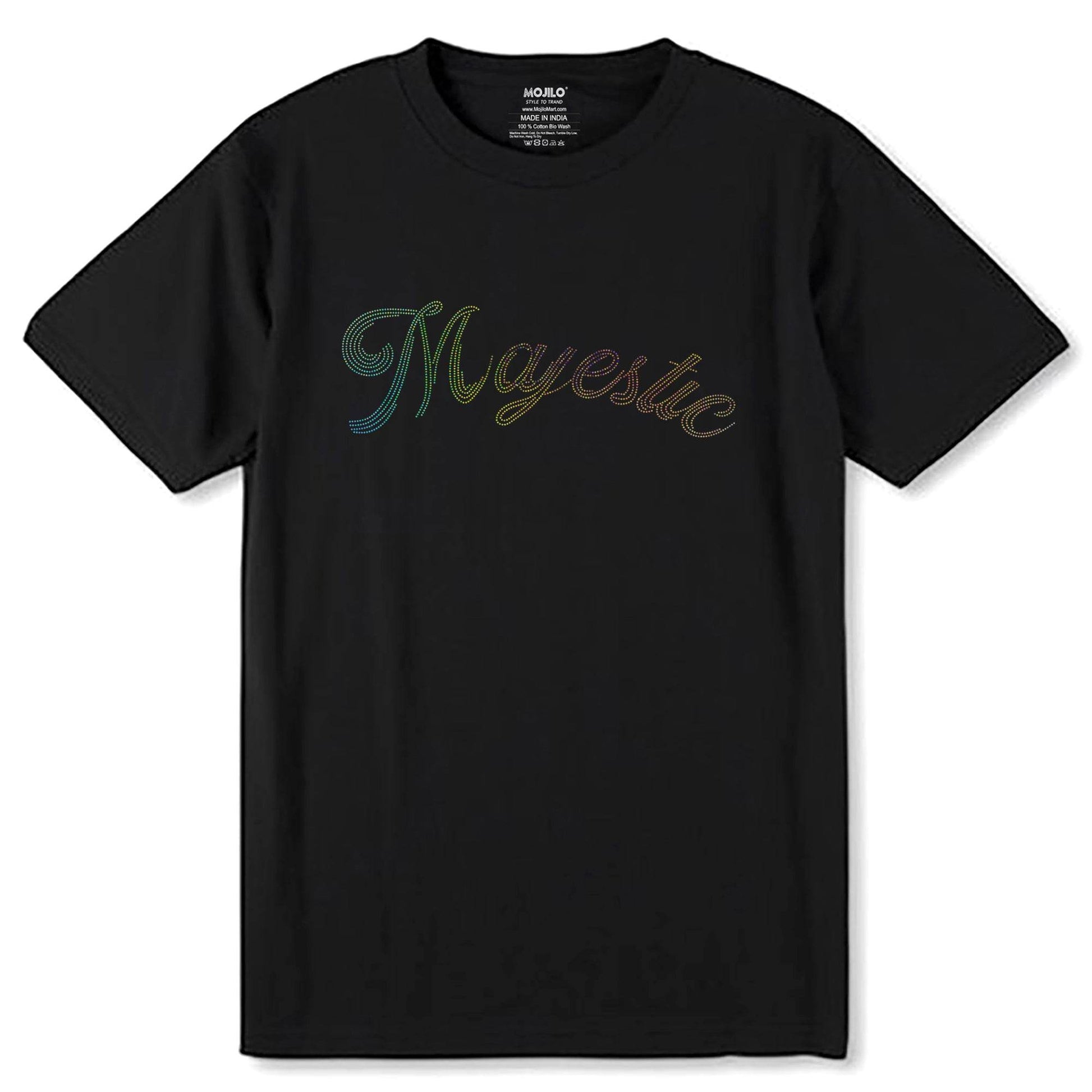 RAINBOW SPANGLE Majestic - Unisex Round Neck Regular Fit 100% Combed Cotton Half Sleeve T-Shirt - Mojilo Mart