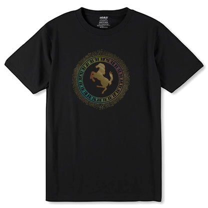 RAINBOW & GOLD SPANGLE FERRARI HOURS - Unisex Round Neck Regular Fit 100% Combed Cotton Half Sleeve T-Shirt - Mojilo Mart