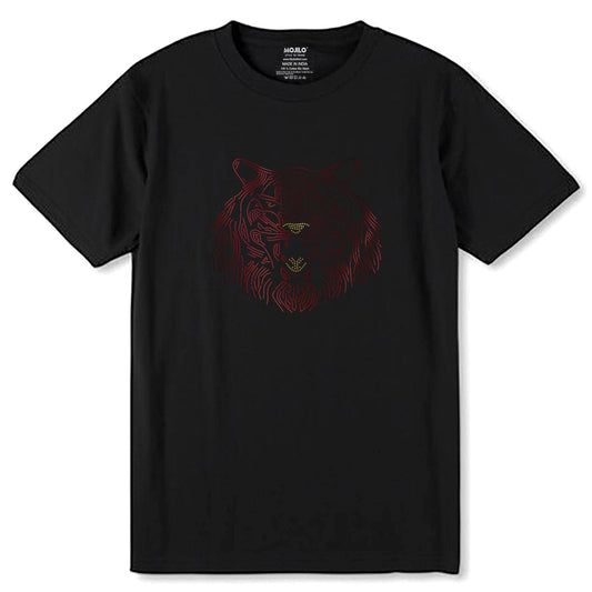 RED FACE TIGER - Unisex Round Neck Regular Fit 100% Combed Cotton Half Sleeve T-Shirt - Mojilo Mart