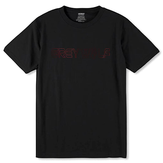RED SPANGLE GREY WALF - Unisex Round Neck Regular Fit 100% Combed Cotton Half Sleeve T-Shirt - Mojilo Mart
