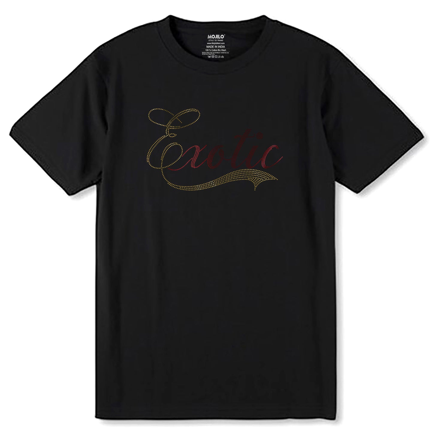 RED & GOLD SPANGLE EXOTIC - Unisex Round Neck Regular Fit 100% Combed Cotton Half Sleeve T-Shirt