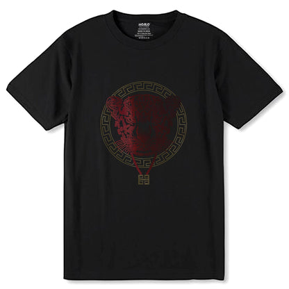 RED & GOLD SPANGLE TIGERLOCK - Unisex Round Neck Regular Fit 100% Combed Cotton Half Sleeve T-Shirt - Mojilo Mart