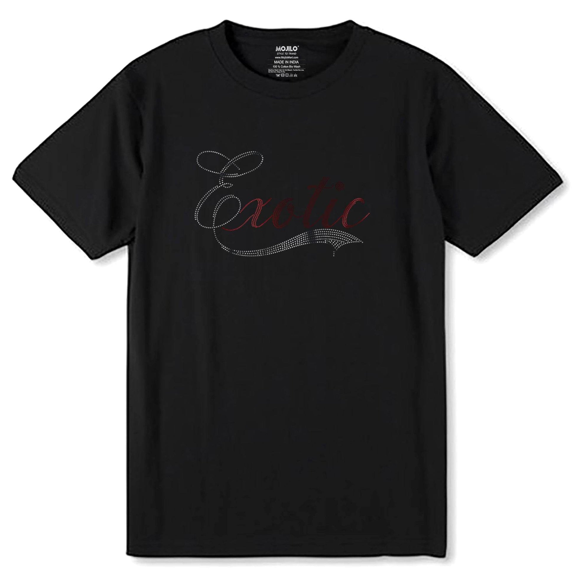 RED & SILVER SPANGLE EXOTIC - Unisex Round Neck Regular Fit 100% Combed Cotton Half Sleeve T-Shirt - Mojilo Mart