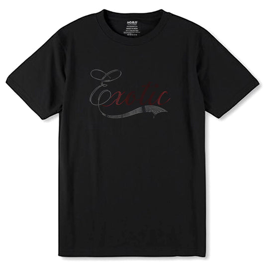 RED & SILVER SPANGLE EXOTIC - Unisex Round Neck Regular Fit 100% Combed Cotton Half Sleeve T-Shirt - Mojilo Mart