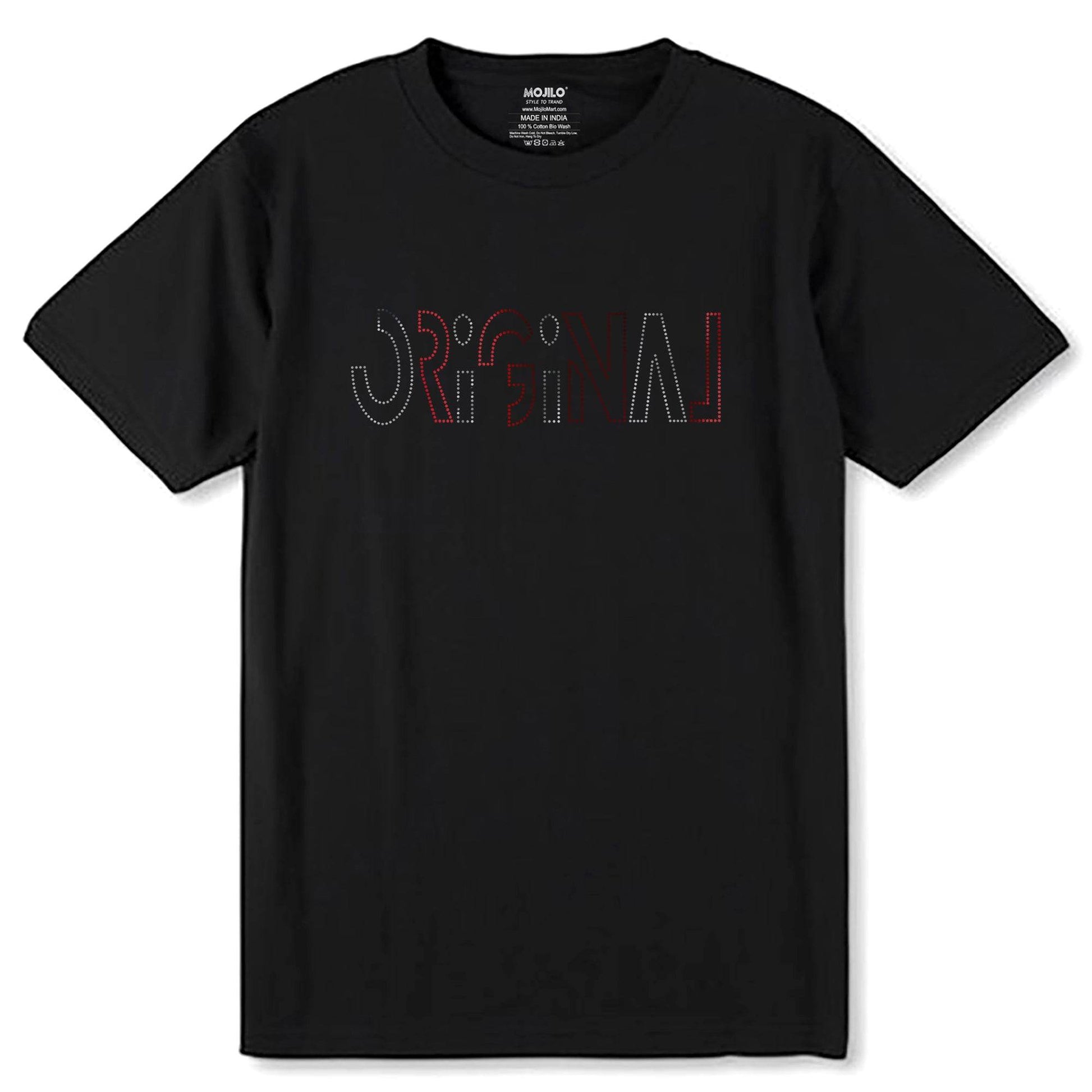 RED & SILVER SPANGLE ORIGNAL - Unisex Round Neck Regular Fit 100% Combed Cotton Half Sleeve T-Shirt - Mojilo Mart