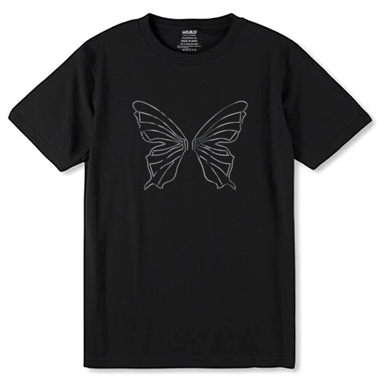 SILVER BUTTERFLY - Unisex Round Neck Regular Fit 100% Combed Cotton Half Sleeve T-Shirt - Mojilo Mart