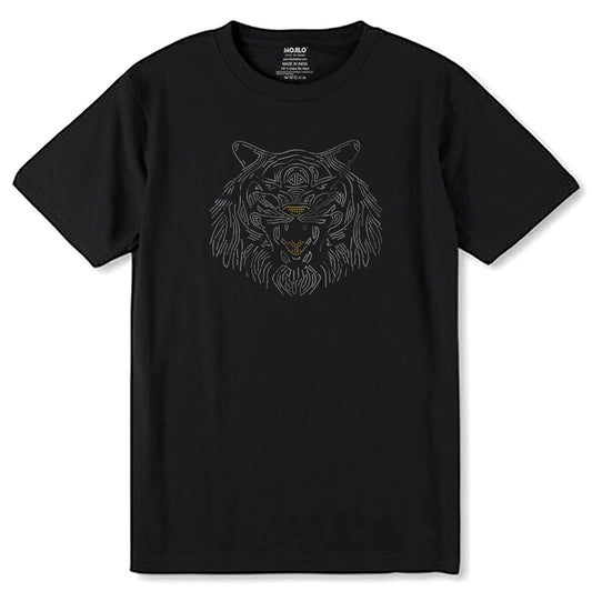 SILVER FACE TIGER - Unisex Round Neck Regular Fit 100% Combed Cotton Half Sleeve T-Shirt - Mojilo Mart
