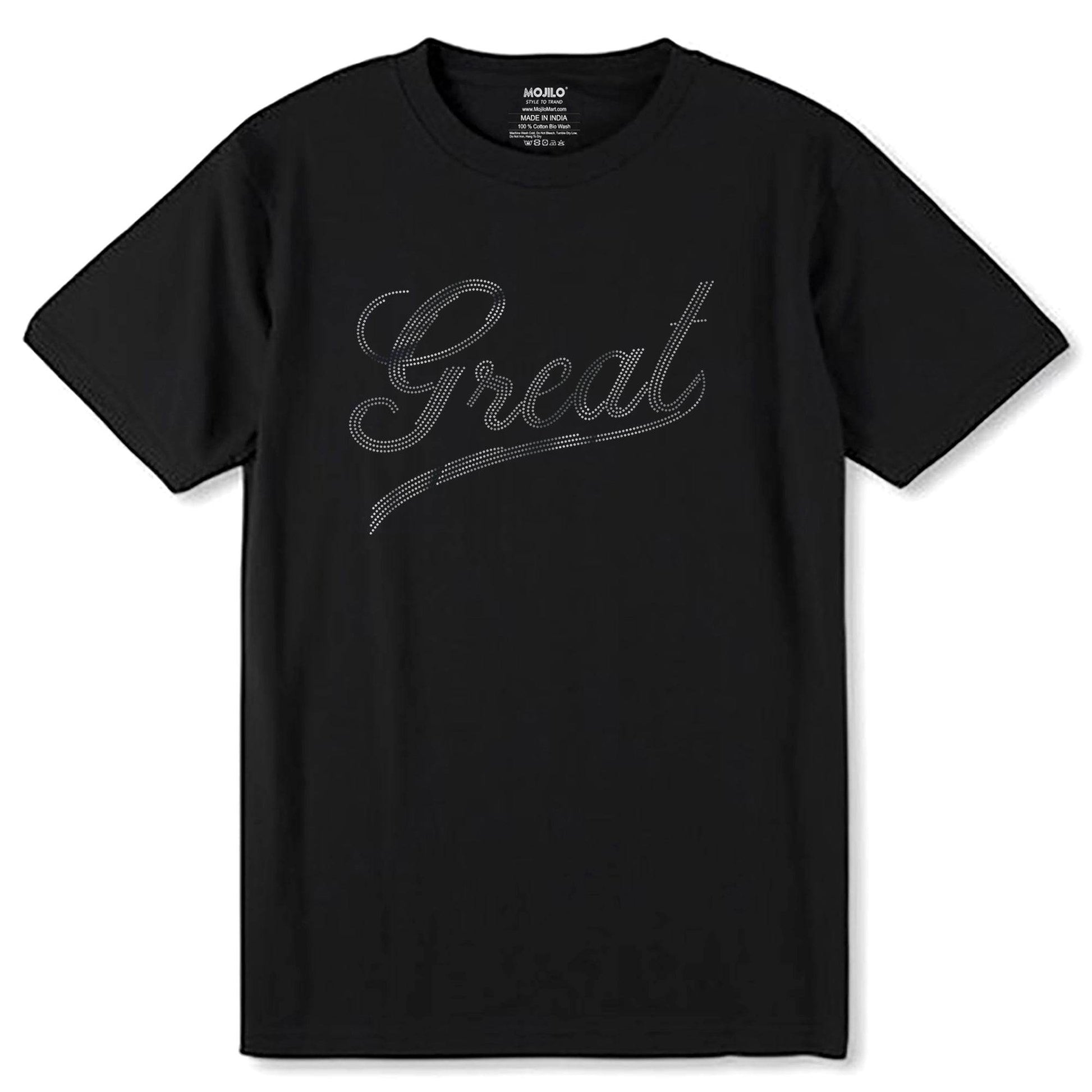 SILVER SPANGLE GREAT - Unisex Round Neck Regular Fit 100% Combed Cotton Half Sleeve T-Shirt - Mojilo Mart