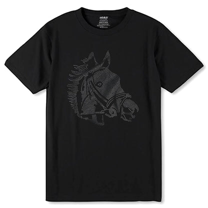 SILVER SPANGLE HORSE - Unisex Round Neck Regular Fit 100% Combed Cotton Half Sleeve T-Shirt - Mojilo Mart