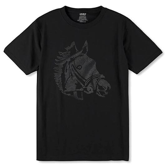 SILVER SPANGLE HORSE - Unisex Round Neck Regular Fit 100% Combed Cotton Half Sleeve T-Shirt - Mojilo Mart