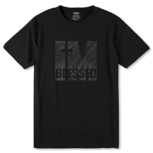 SILVER SPANGLE IM BLESSED - Unisex Round Neck Regular Fit 100% Combed Cotton Half Sleeve T-Shirt - Mojilo Mart