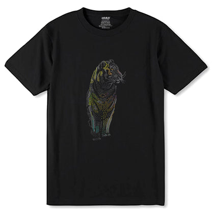SILVER & GOLD SPANGLE ROYAL Bengal Tiger - Unisex Round Neck Regular Fit 100% Combed Cotton Half Sleeve T-Shirt - Mojilo Mart