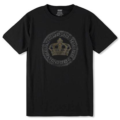 SILVER & GOLD SPANGLE ROYAL CROWN - Unisex Round Neck Regular Fit 100% Combed Cotton Half Sleeve T-Shirt - Mojilo Mart
