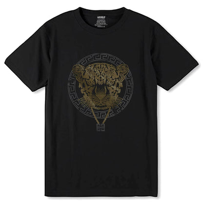 SILVER & GOLD SPANGLE TIGERLOCK - Unisex Round Neck Regular Fit 100% Combed Cotton Half Sleeve T-Shirt - Mojilo Mart