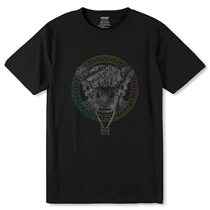 SILVER & RAINBOW SPANGLE TIGERLOCK - Unisex Round Neck Regular Fit 100% Combed Cotton Half Sleeve T-Shirt - Mojilo Mart