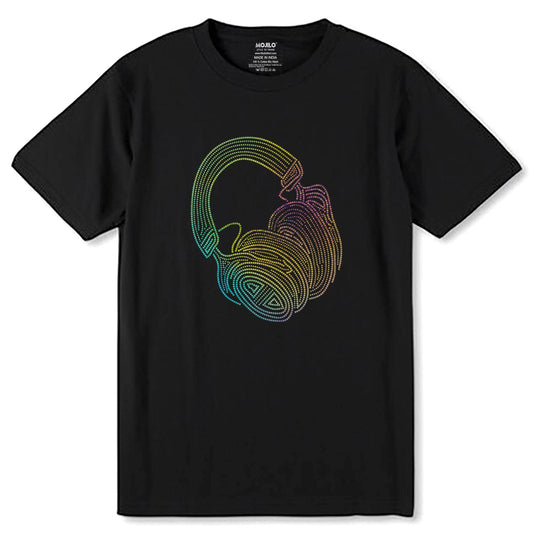SPANGLE MULTI HEADPHONE - Unisex Round Neck Regular Fit 100% Combed Cotton Half Sleeve T-Shirt - Mojilo Mart