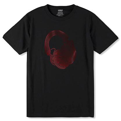 SPANGLE RED HEADPHONE - Unisex Round Neck Regular Fit 100% Combed Cotton Half Sleeve T-Shirt - Mojilo Mart