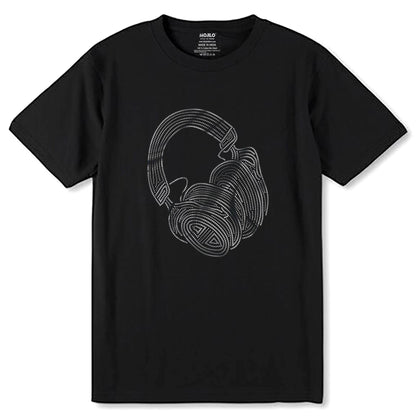 SPANGLE SILVER HEADPHONE - Unisex Round Neck Regular Fit 100% Combed Cotton Half Sleeve T-Shirt - Mojilo Mart