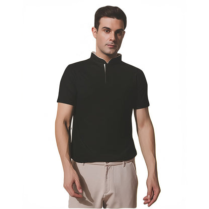 Chinese Collar Polyester FD Matty T-Shirt with DTF Printing, GSM 220 custom T-shirt With Logo Printing