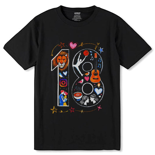 18 Years Of Being Awesome - Unisex Round Neck Regular Fit 100% Combed Cotton Half Sleeve T-Shirt - Mojilo Mart