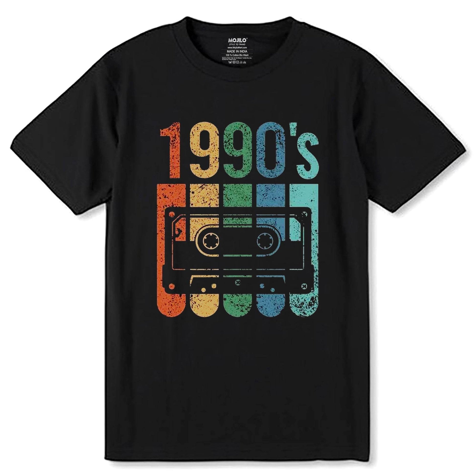1990's Cassette Tape - Unisex Round Neck Regular Fit 100% Combed Cotton Half Sleeve T-Shirt - Mojilo Mart