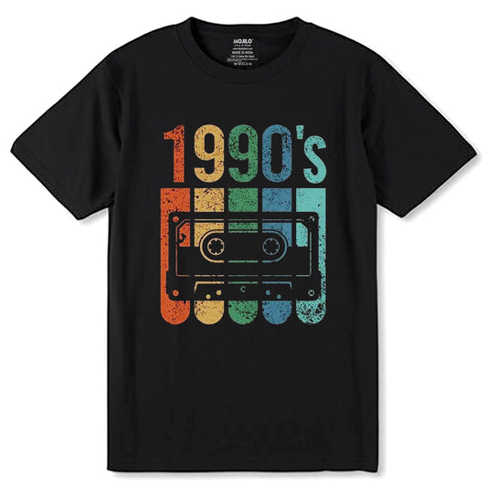 1990's Cassette Tape - Unisex Round Neck Regular Fit 100% Combed Cotton Half Sleeve T-Shirt - Mojilo Mart