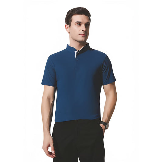 Chinese Collar Polyester FD Matty T-Shirt with DTF Printing, GSM 220 custom T-shirt With Logo Printing