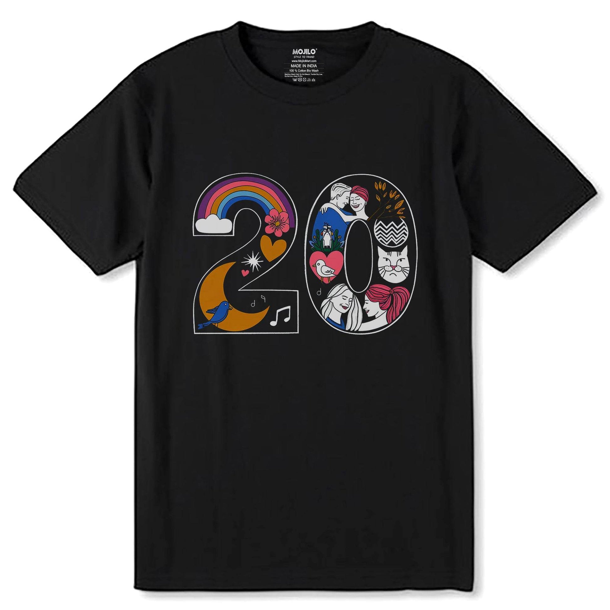 20th Birthday Born - Unisex Round Neck Regular Fit 100% Combed Cotton Half Sleeve T-Shirt - Mojilo Mart
