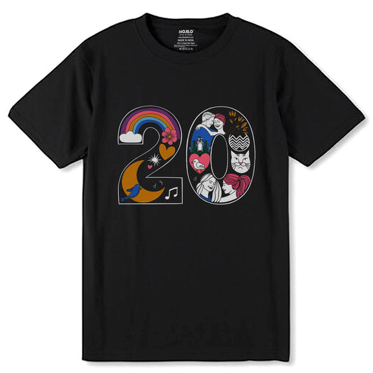 20th Birthday Born - Unisex Round Neck Regular Fit 100% Combed Cotton Half Sleeve T-Shirt - Mojilo Mart