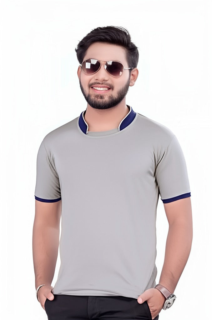 Chinese Collar Dotnet T-Shirt with DTF Printing and 180 GSM Fabric Custom Tshirt Printing