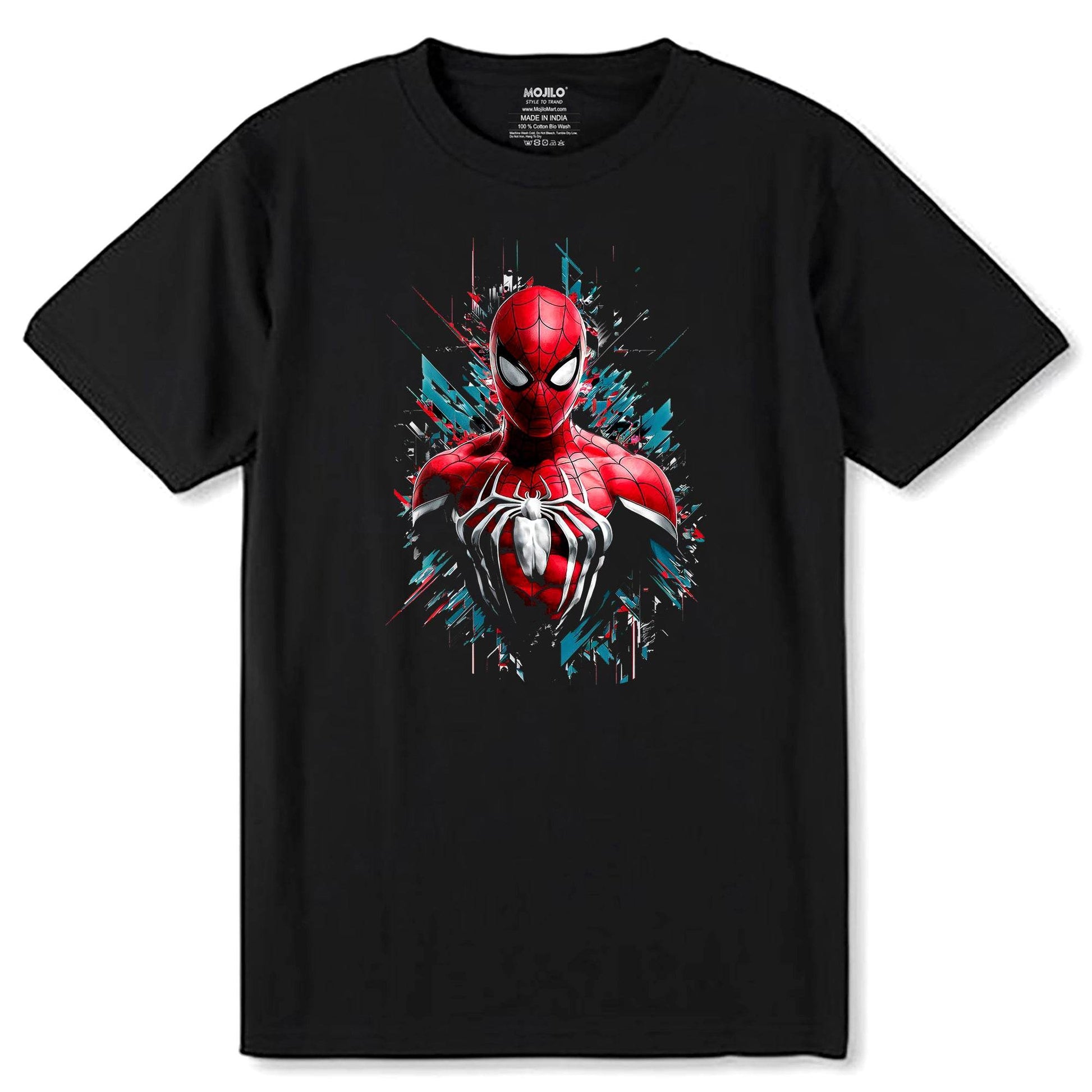 3d Spiderman Superheroes - Unisex Round Neck Regular Fit 100% Combed Cotton Half Sleeve T-Shirt - Mojilo Mart