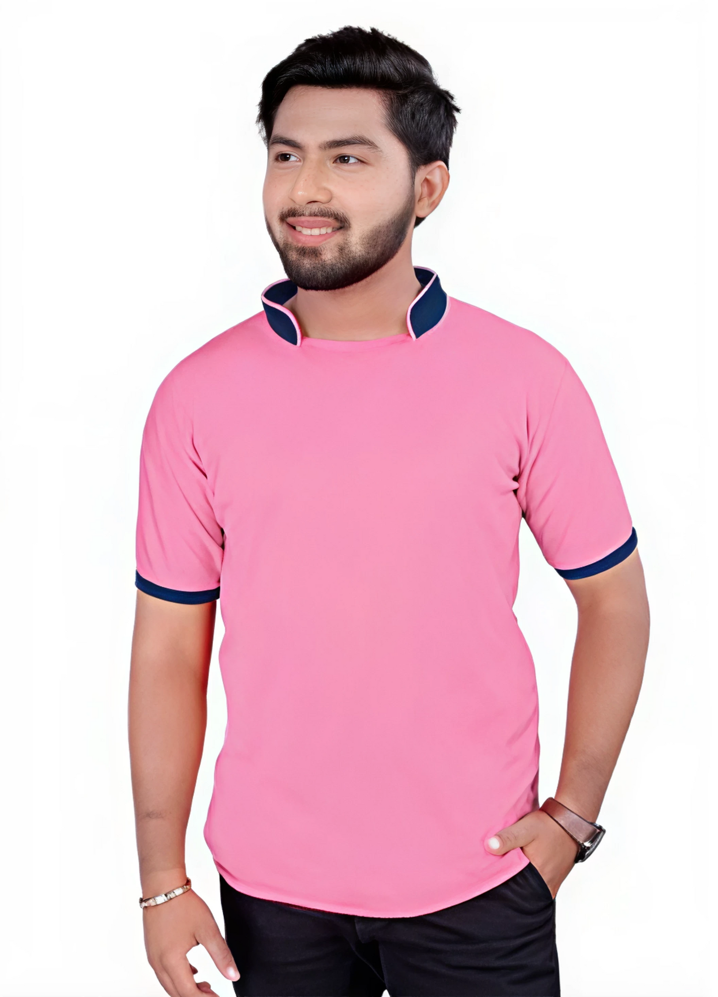 Chinese Collar Dotnet T-Shirt with DTF Printing and 180 GSM Fabric Custom Tshirt Printing